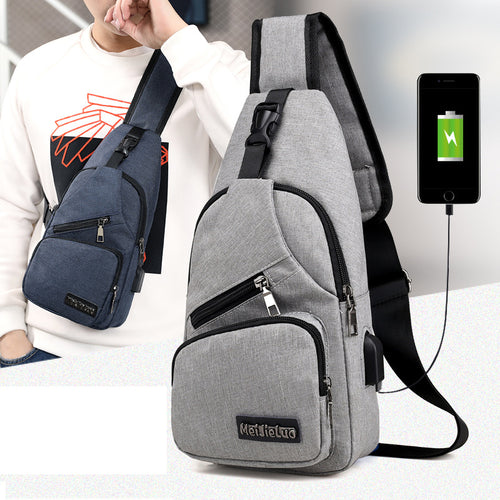Male Shoulder Bags USB Charging